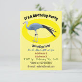 Invitation Illustration d'oiseau de grue bleue (Debout devant)