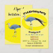 Invitation Illustration d'oiseau de grue bleue (Devant / Derrière)