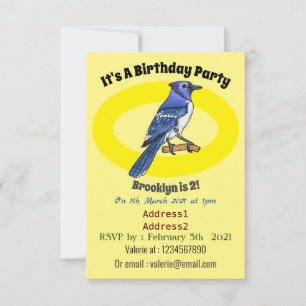 Invitation Illustration d'oiseau de jay bleu