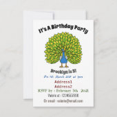 Invitation Illustration d'oiseau de paon brillant (Devant)