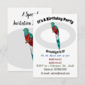 Invitation Illustration d'oiseau de quetzal resplendissant (Devant / Derrière)