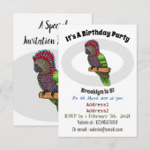 Invitation Illustration d'oiseau perroquet à tête de faucon (Devant / Derrière)