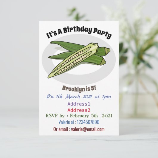 Invitation Illustration d'Okra (Debout devant)