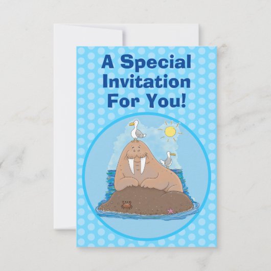 Invitation Illustration drôle de morse joyeux (Dos)