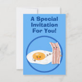 Invitation Illustration du bacon mignon et de l'oeuf (Dos)