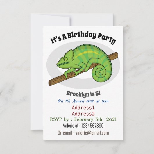 Invitation Illustration du caméléon de la parson (Devant)