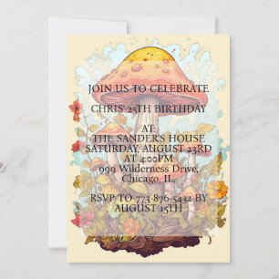 Invitation Illustration du champignon germe fête d'anniversai