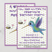 Invitation Illustration du colibri et de l'abeille (Devant / Derrière)