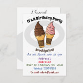 Invitation Illustration du cône de crème glacée (Devant / Derrière)