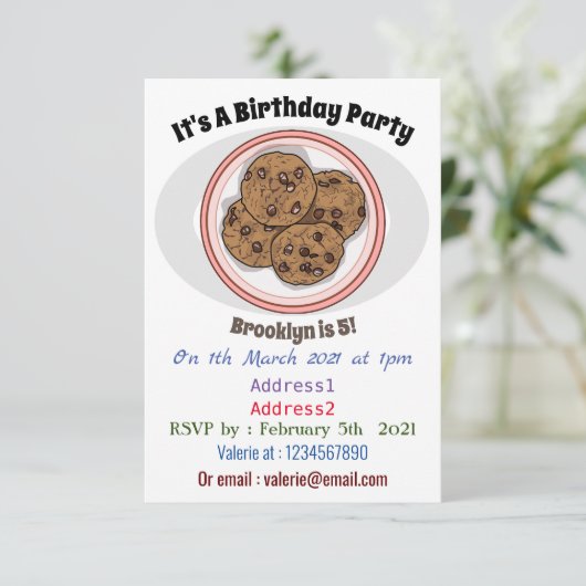 Invitation Illustration du cookie de puce à chocolat (Debout devant)
