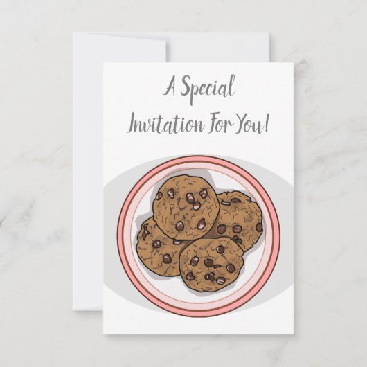 Invitation Illustration du cookie de puce à chocolat (Dos)