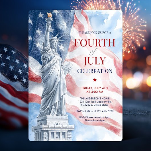 Invitation Illustration du drapeau de la Statue de la Liberté