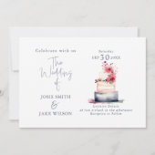 Invitation Illustration du gâteau mariage aquarelle (Devant)