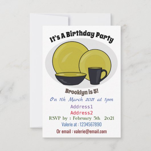 Invitation Illustration du jeu de produits de table (Devant)