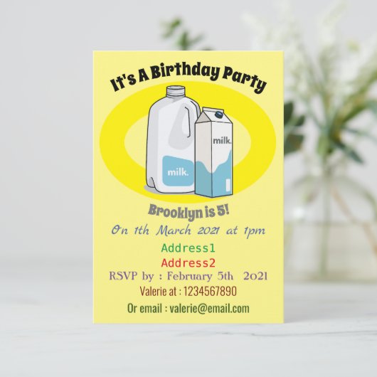 Invitation Illustration du lait (Debout devant)