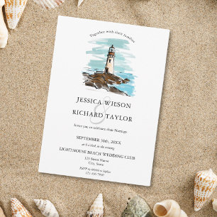 Invitation Illustration du lieu de la plage du phare tiré à l