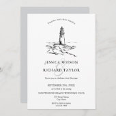 Invitation Illustration du lieu de la plage du phare tiré à l (Devant / Derrière)