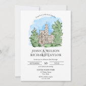 Invitation Illustration du lieu du château dessiné à la main (Devant)