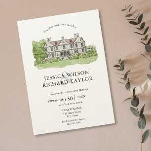 Invitation Illustration du manoir du lieu sur mesure