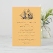 Invitation Illustration du navire nautique Mariage jaune (Debout devant)