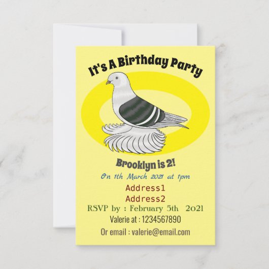 Invitation Illustration du pigeon pigeon du Bouclier de Saxon (Devant)