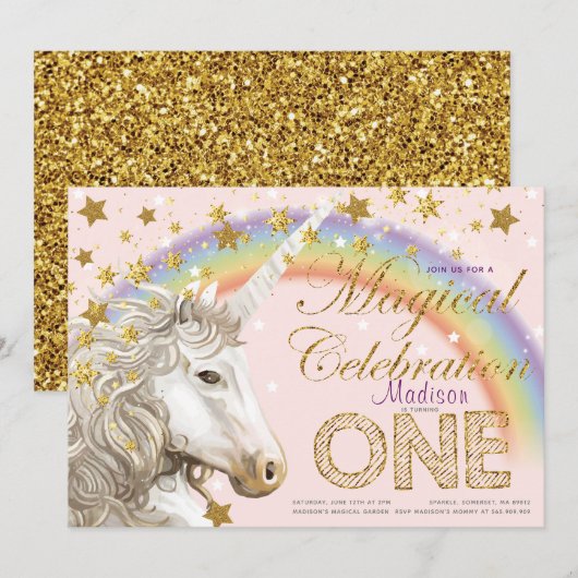 Invitation Illustration du premier anniversaire de la fête de (Devant / Derrière)