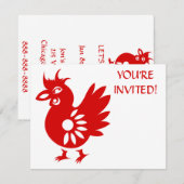 INVITATION ILLUSTRATION DU ROOSTER DE PAPIER ZODIAC (Devant / Derrière)