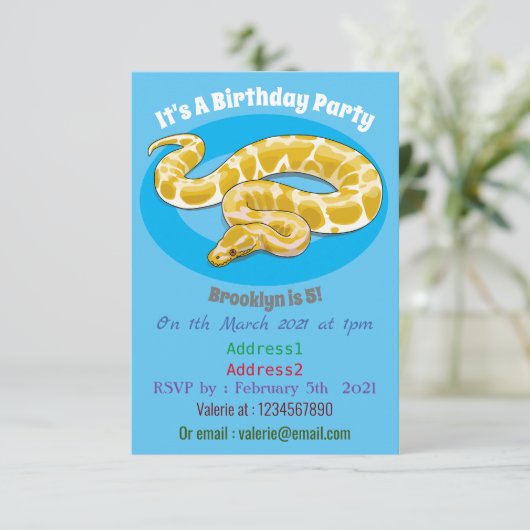 Invitation Illustration du serpent python birman (Debout devant)