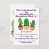 Invitation Illustration du trio de cactus à chant mignon (Devant / Derrière)