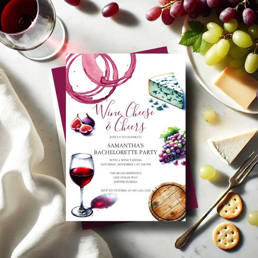 Invitation Illustration du vin et du fromage Bachelorette
