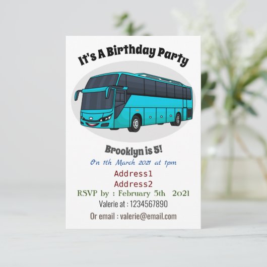 Invitation Illustration d'un autobus à passagers moderne (Debout devant)