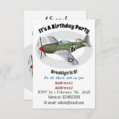 Invitation Illustration d'un avion militaire (Devant / Derrière)