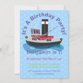 Invitation Illustration d'un bateau à chalutier mignon (Devant)