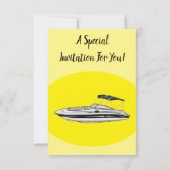 Invitation Illustration d'un bateau à moteur (Dos)
