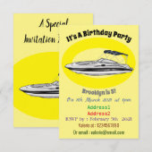 Invitation Illustration d'un bateau à moteur (Devant / Derrière)