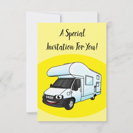 Invitation Illustration d'un campervan heureux (Dos)