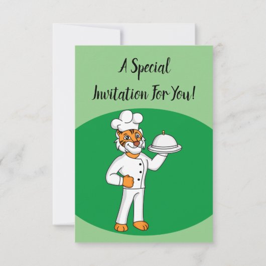 Invitation Illustration d'un chef tigre drôle et mignon (Dos)