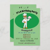 Invitation Illustration d'un chef tigre drôle et mignon (Devant / Derrière)