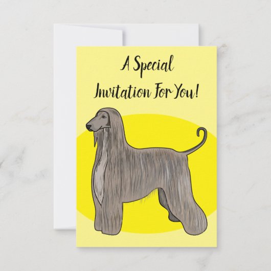 Invitation Illustration d'un chien hound afghan (Dos)