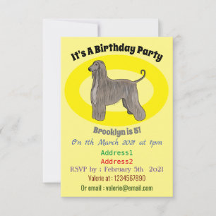 Invitation Illustration d'un chien hound afghan