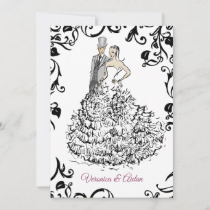 Invitation Illustration d'un couple de mariage élégant