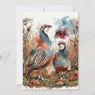 Invitation Illustration d'un couple de perdrix rouges