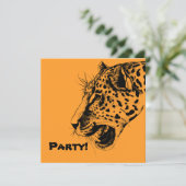 Invitation Illustration d'un léopard tiré à la main noir et j (Debout devant)