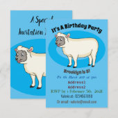 Invitation Illustration d'un mouton joyeux (Devant / Derrière)