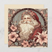 Invitation Illustration d'un Père Noël Art Nouveau (Devant / Derrière)