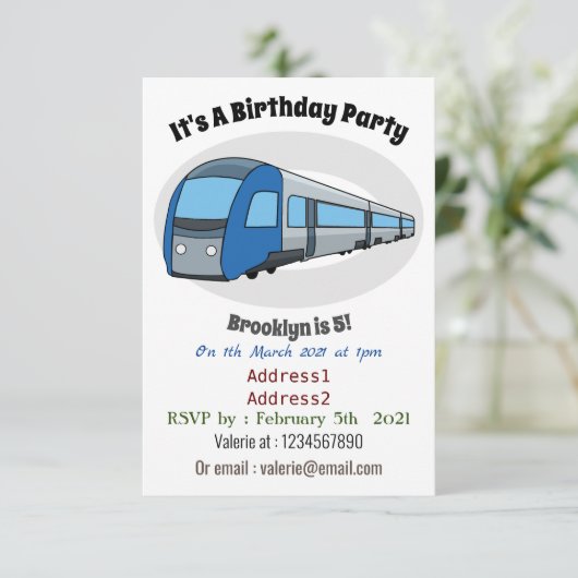 Invitation Illustration d'un train électrique (Debout devant)