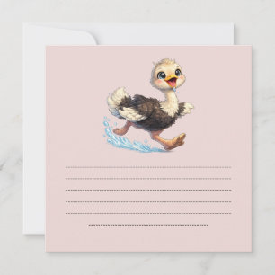 Invitation Illustration d'une aventure heureuse d'autruche mi