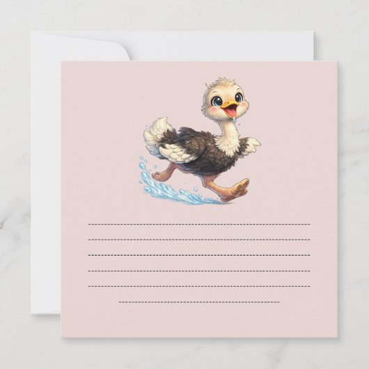 Invitation Illustration d'une aventure heureuse d'autruche mi (Devant)