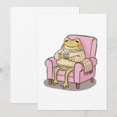 Invitation Illustration d'une grenouille confortable buvant d (Devant / Derrière)