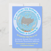 Invitation Illustration d'une mignonne raie manta et de dauph (Devant)